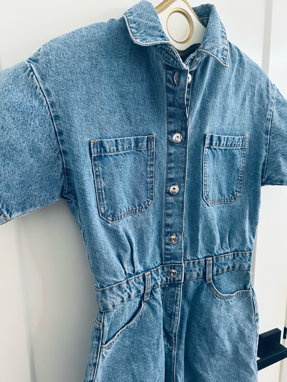 NWOT ZARA Denim Short Sleeve Romper / Jumpsuit |Size XS - Picture 5 of 15